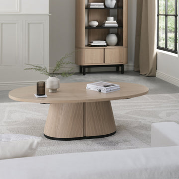 Bentley Designs Vega Scandi Oak & Peppercorn Oval Coffee Table